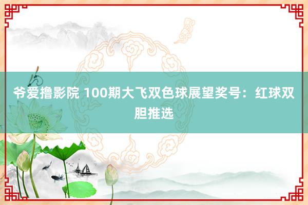 爷爱撸影院 100期大飞双色球展望奖号：红球双胆推选